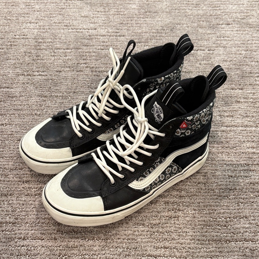 Vans Black and White Floral High-Tops